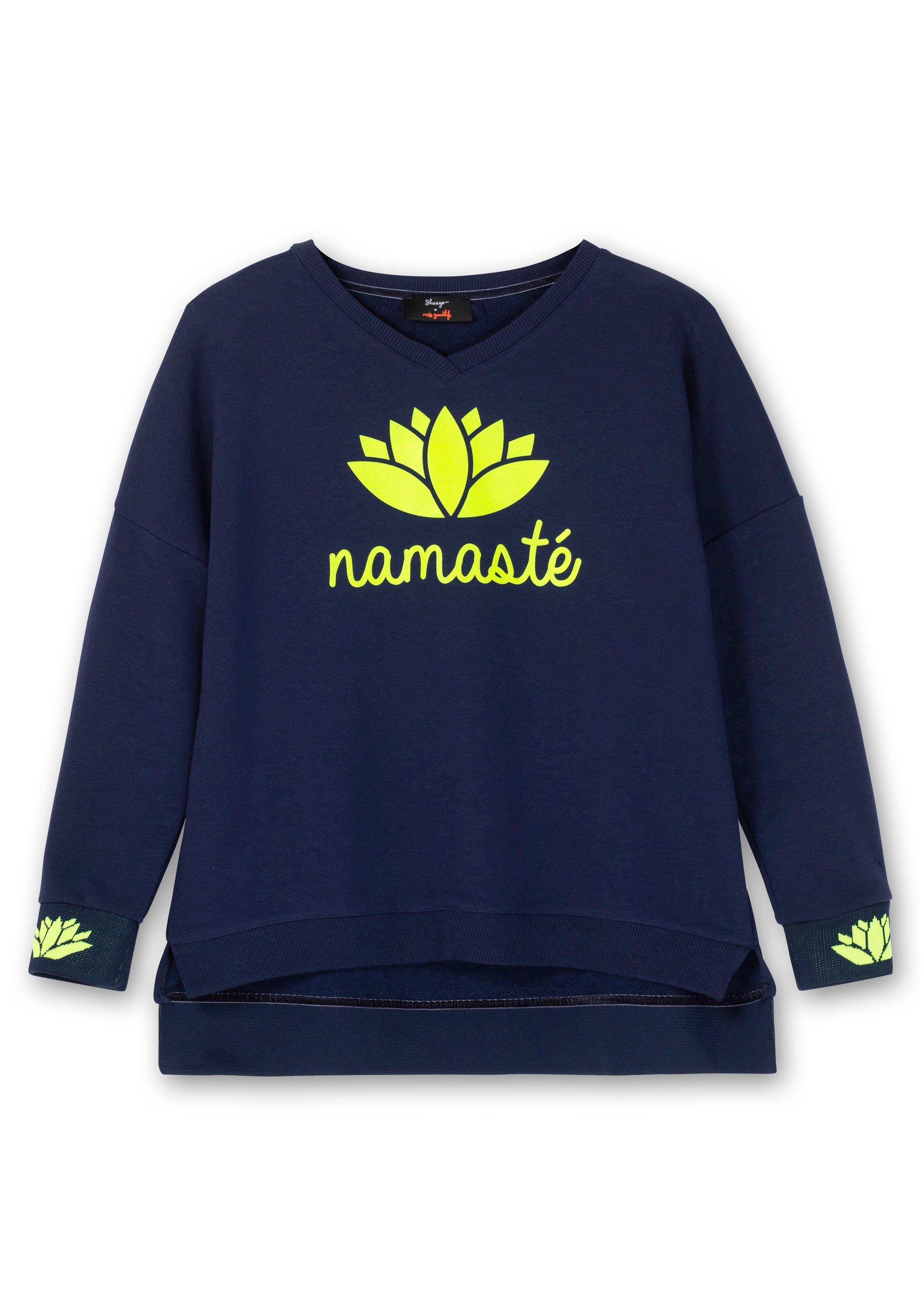 Sweatshirt mit V-Ausschnitt und Yoga-Frontdruck
