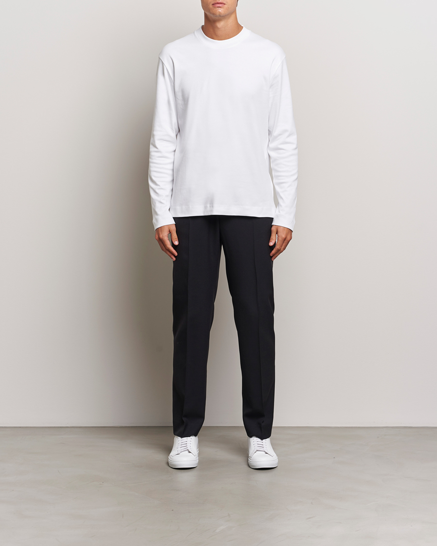Sunspel Heavy Weight Supima Cotton Long Sleeve T-Shirt White