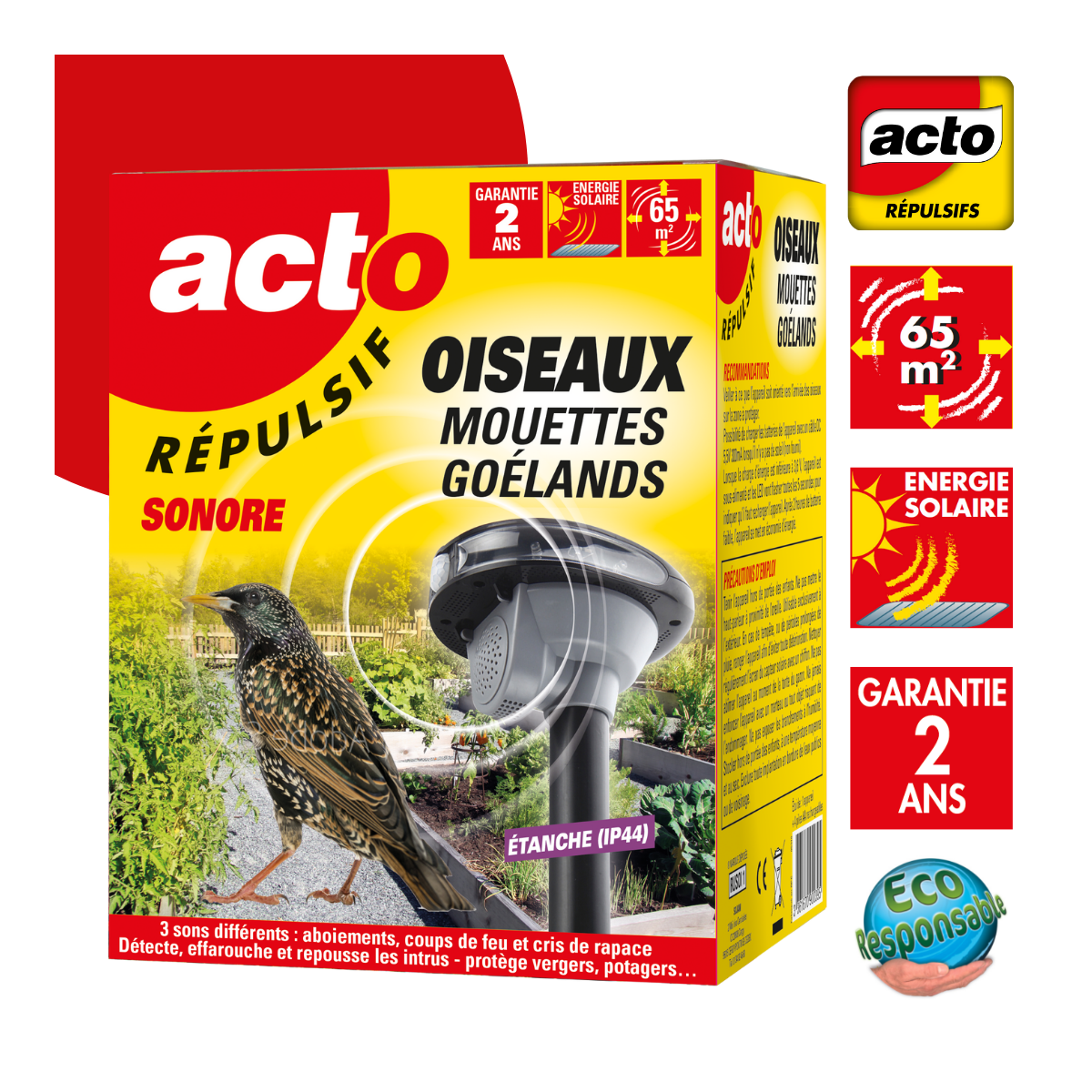 Retro répulsif sonore oiseaux – mouettes – goelands