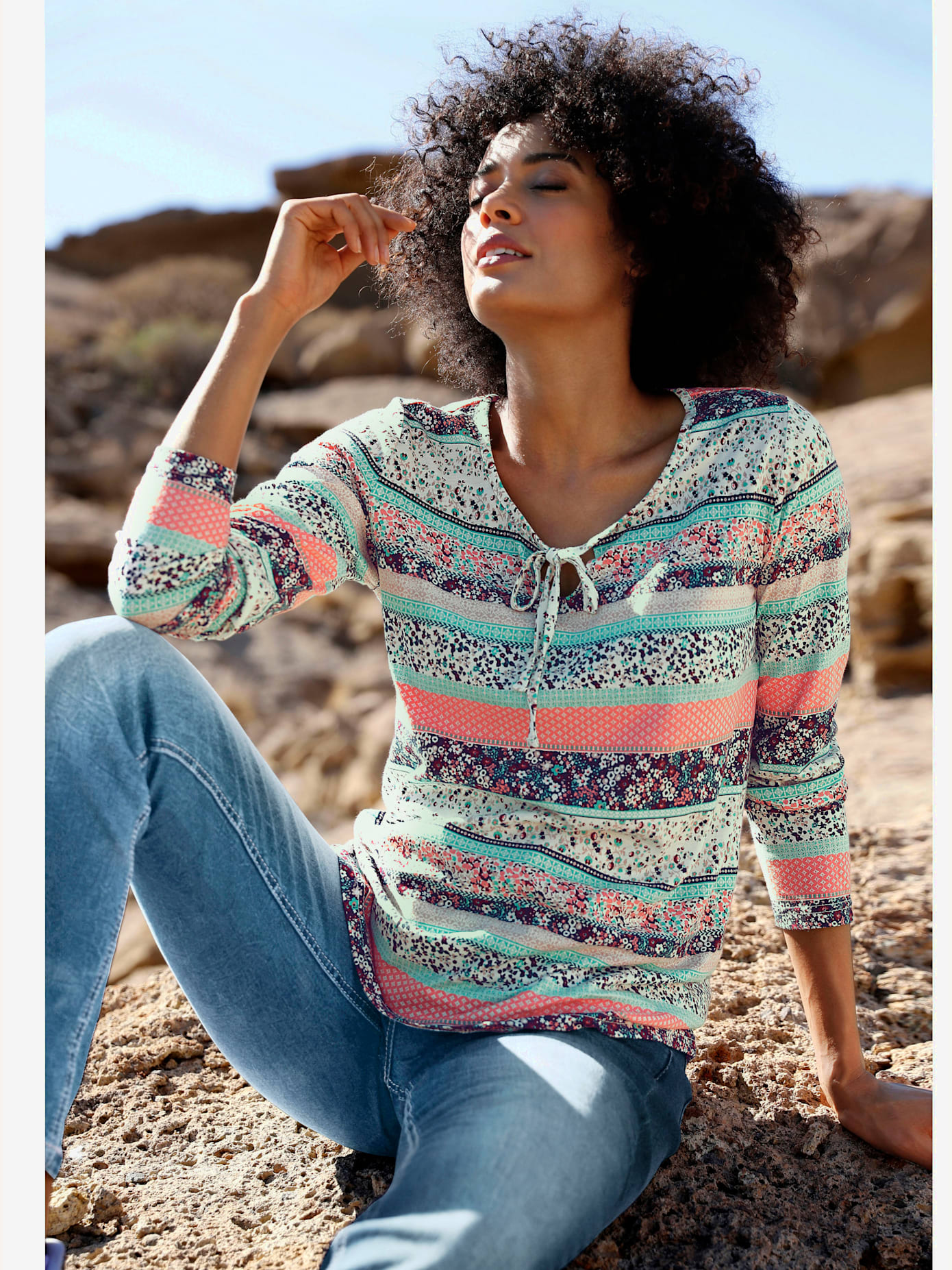 T-shirt femme en motif à rayures