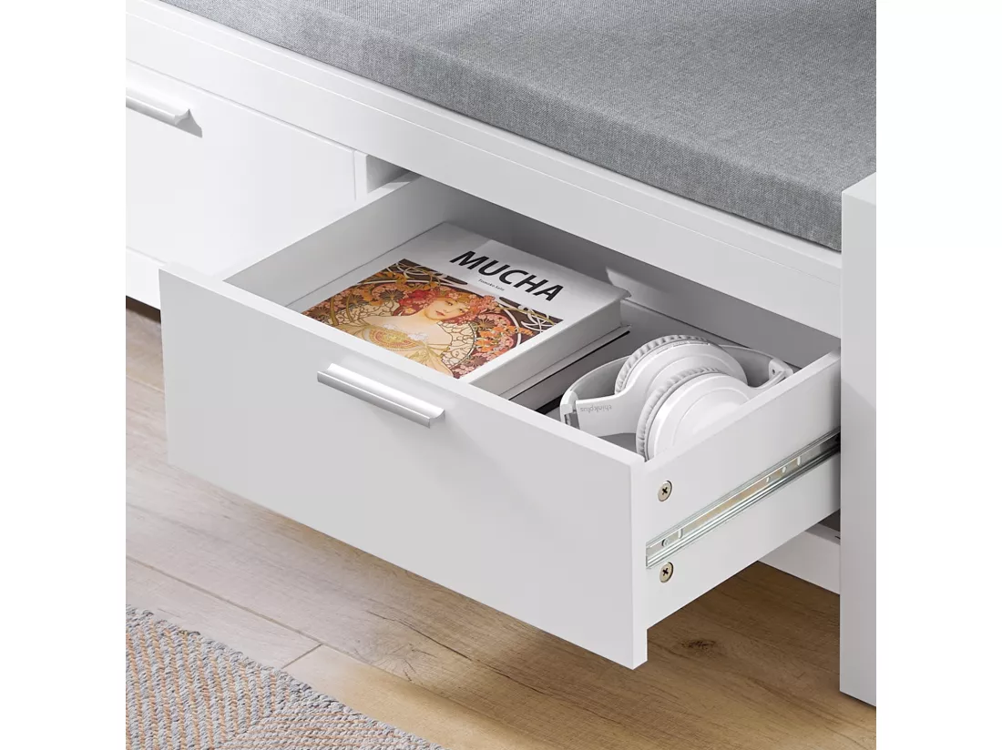 Banc de Rangement à Chaussures avec Coussin Rembourré Commode à Chaussures Meuble d'entrée, FSR74-W