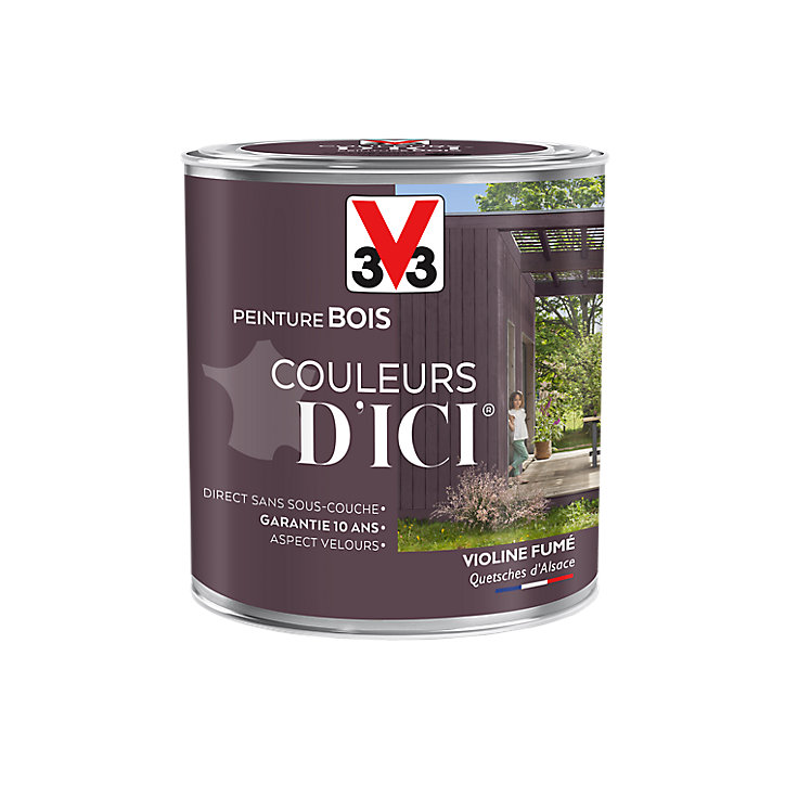 Peinture extérieure bois Couleurs d'ici violine fumé Velours V33 0,5L