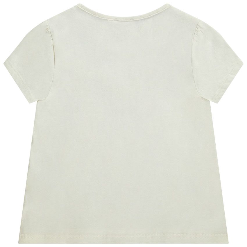 T-shirt manches courte motif rucher papillon pour fille - Ecru