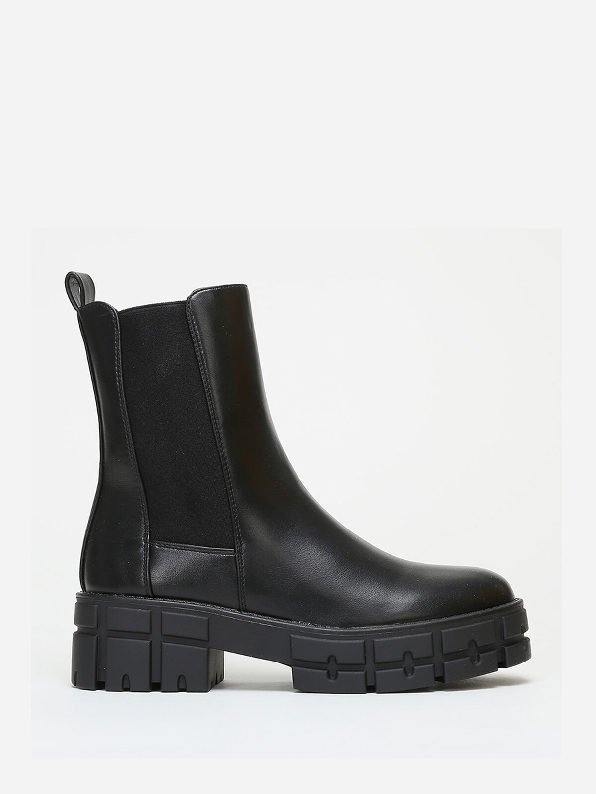 Bottines style chelsea à plateforme crantée- Noir