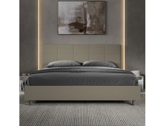 ITYHOME - Lit coffre mika 180x200 similicuir cappuccino