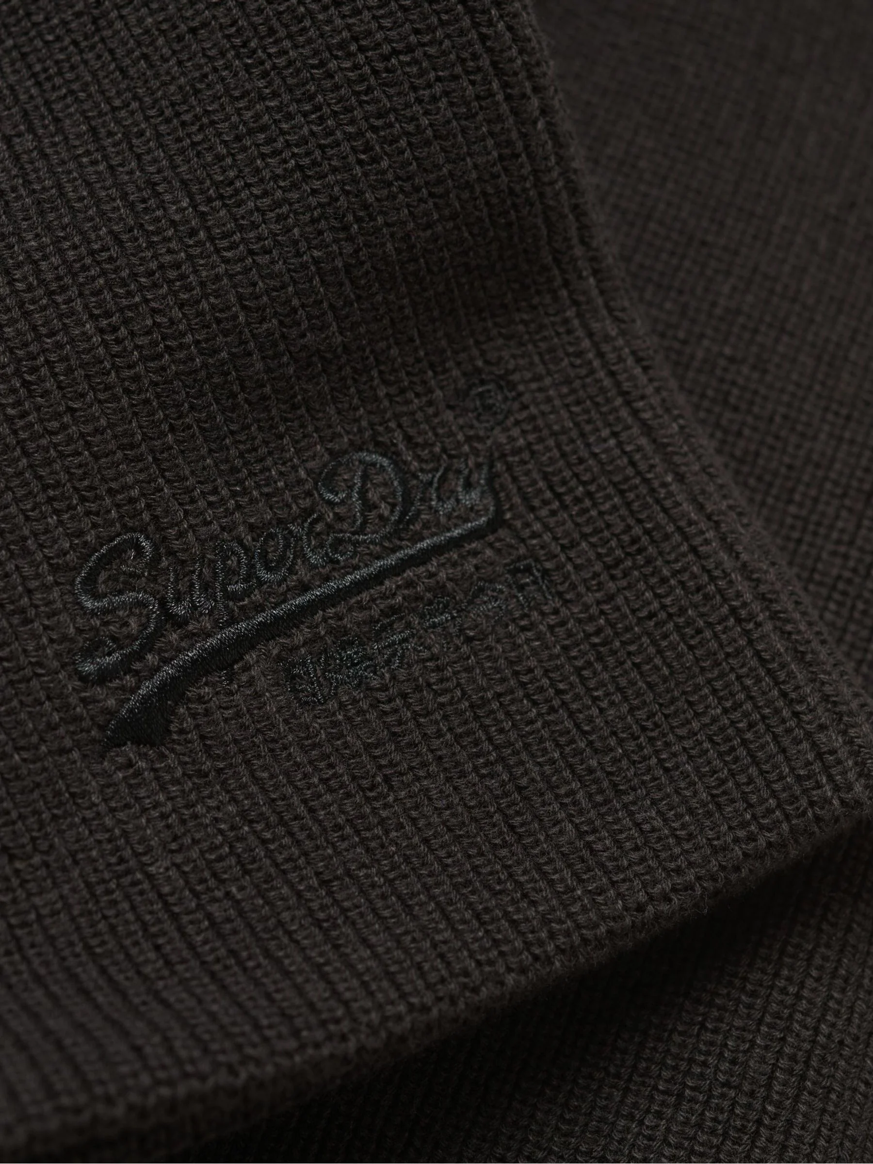 Zwart - Superdry gebreide beanie-muts met Essential-logo