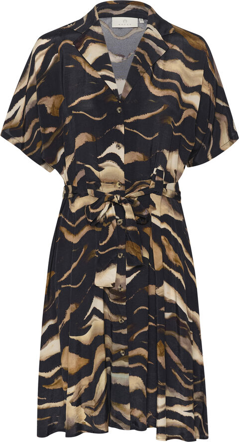 Kaffe KAlaila Dress Black/brown tiger print