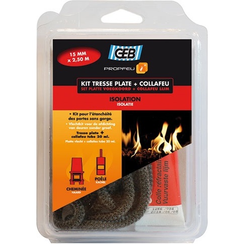 Tresse fibre verre plate kit Ø 15 mm x 2.5 m tube collafeu