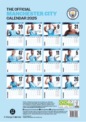 Manchester City Fc  - 2025 A3 Calendar