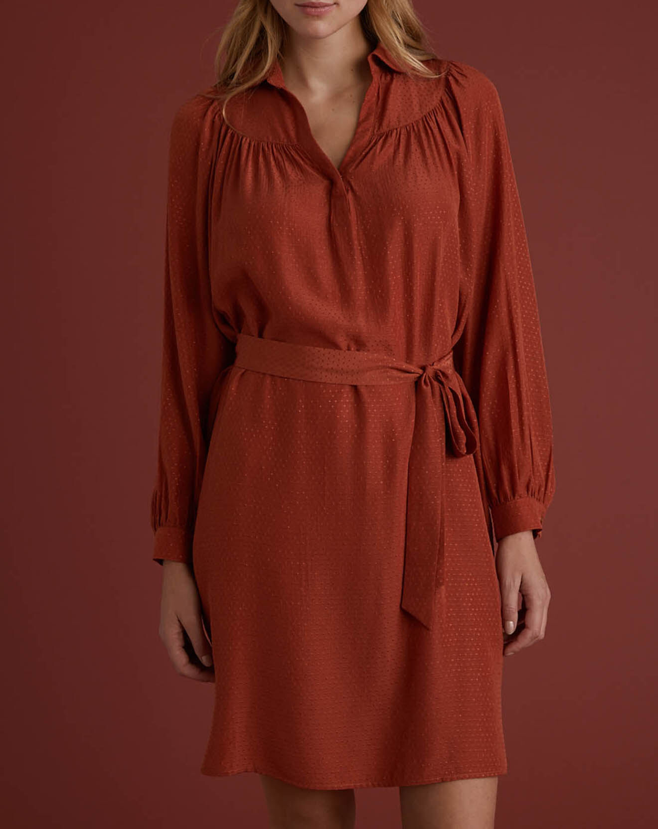 Cyrillus Robe en tissu façonné marron