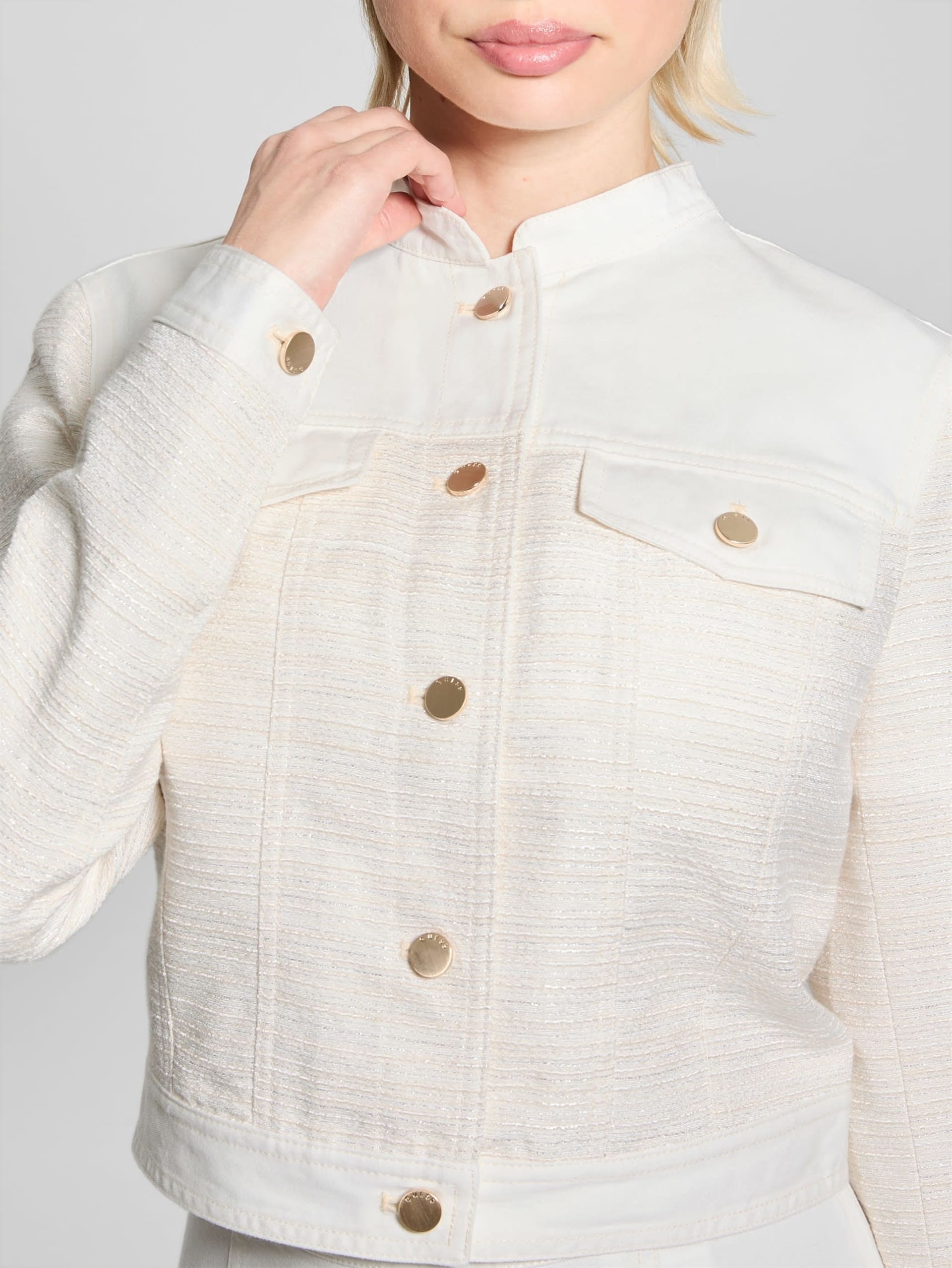 Jaqueta Elsie de tweed e jeans