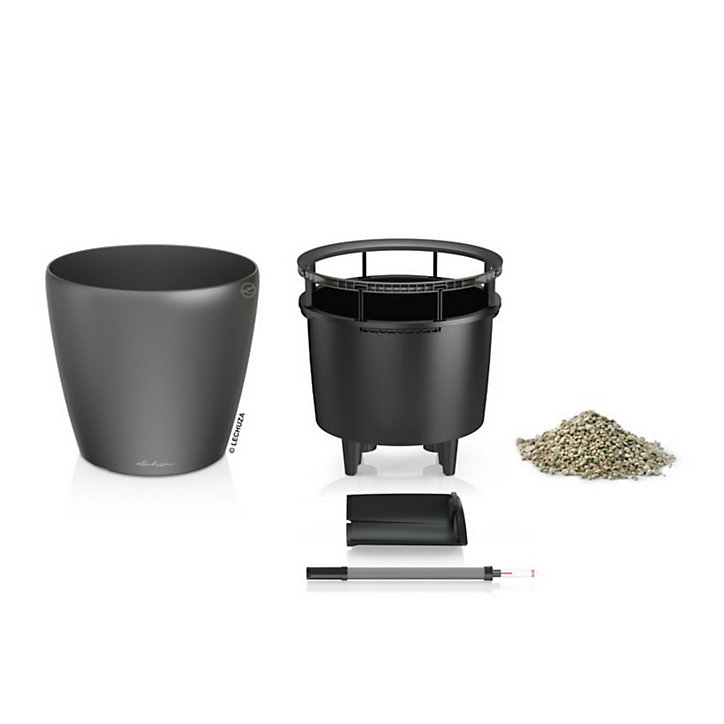Pot rond Lechuza Premium LS anthracite métallisé Ø50 x h.47 cm