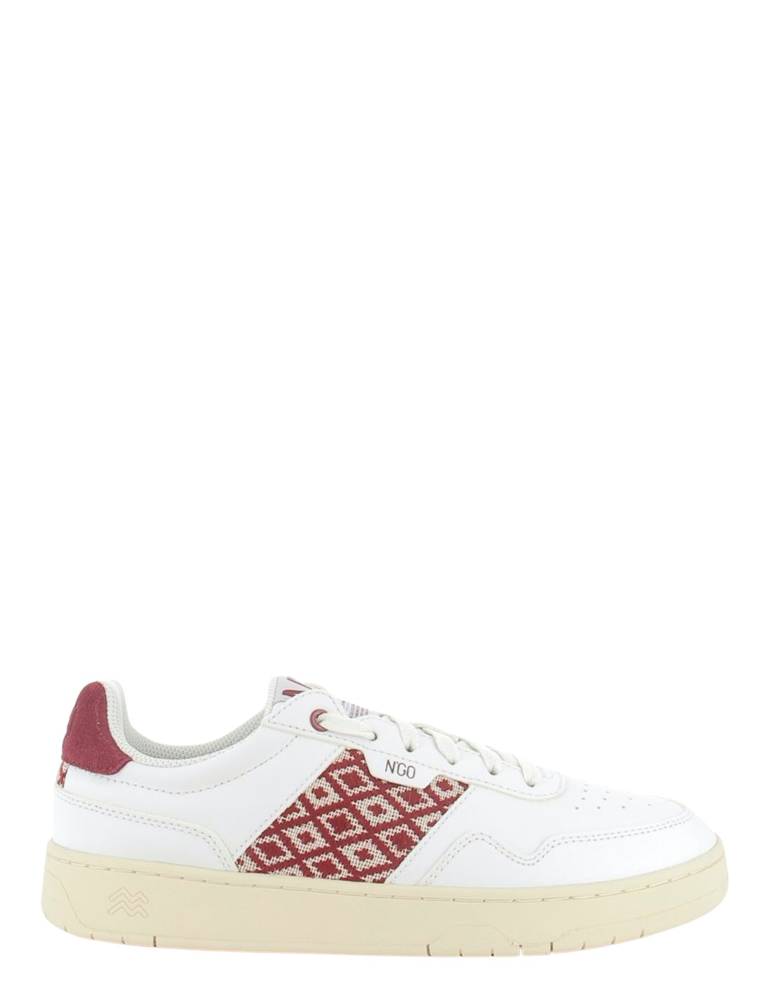 n'go shoes baskets de ville mixte huê classique cuir blanc/bordeaux
