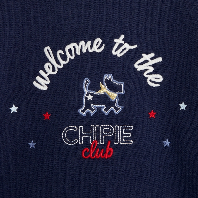 Gilet à capuche navy brodé Chipie bleu fille