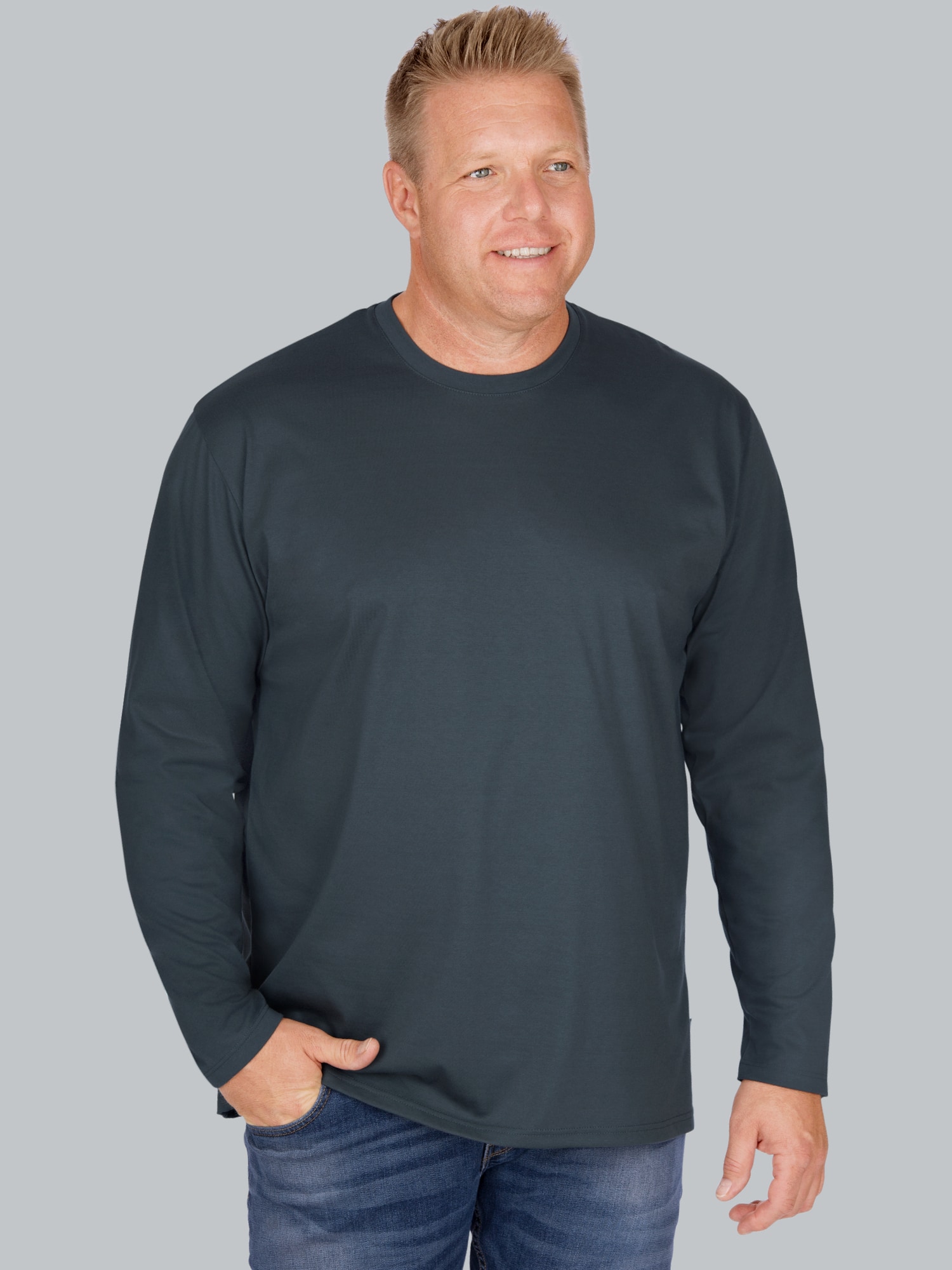 Langarmshirt aus 100% Baumwolle Anthrazit