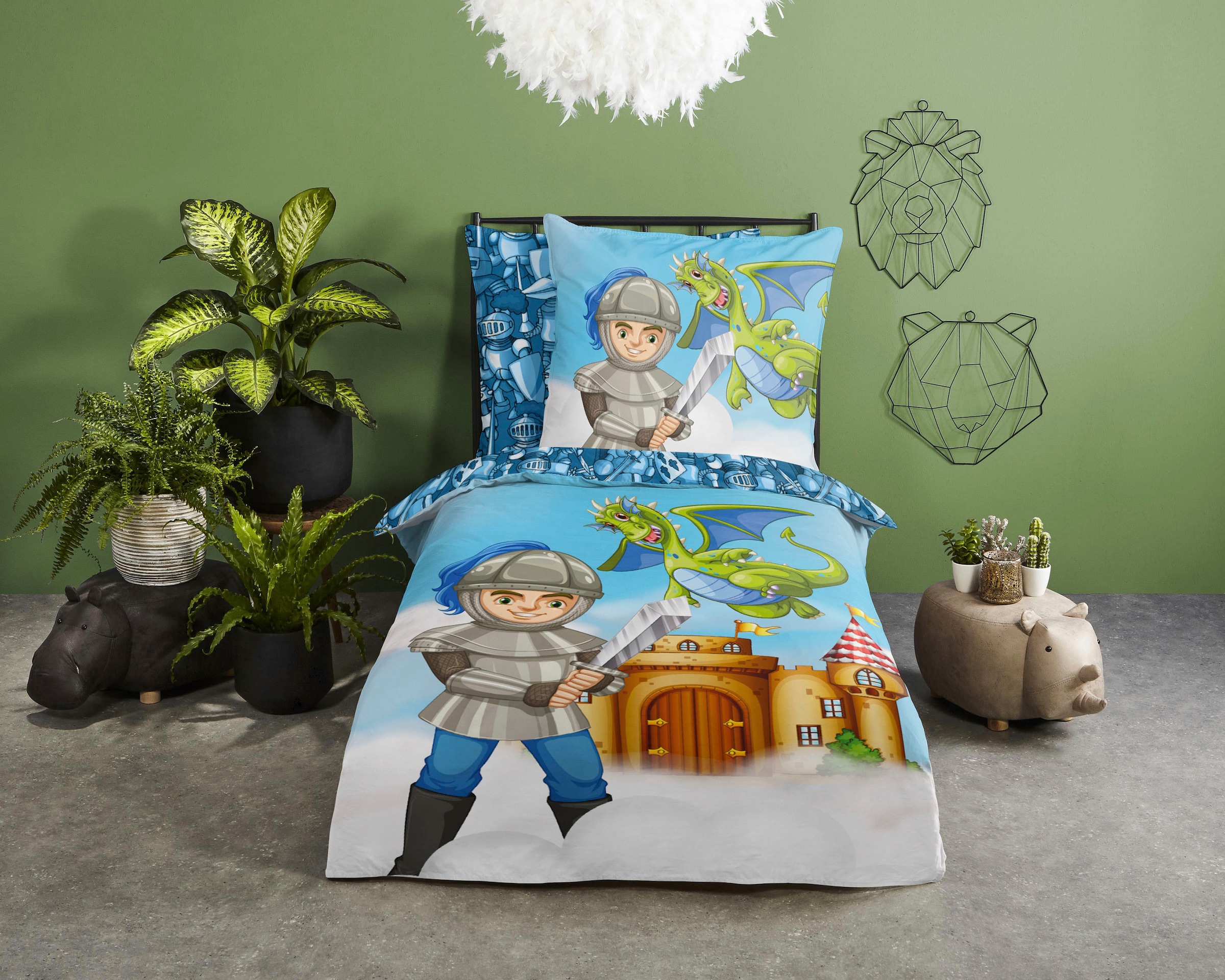 good morning Kinderbettwäsche »Knight« 2 Stk. tlg. Baumwolle, 135x200, Reissverschluss, Wendeoptik, Kind, Junge, Ritter