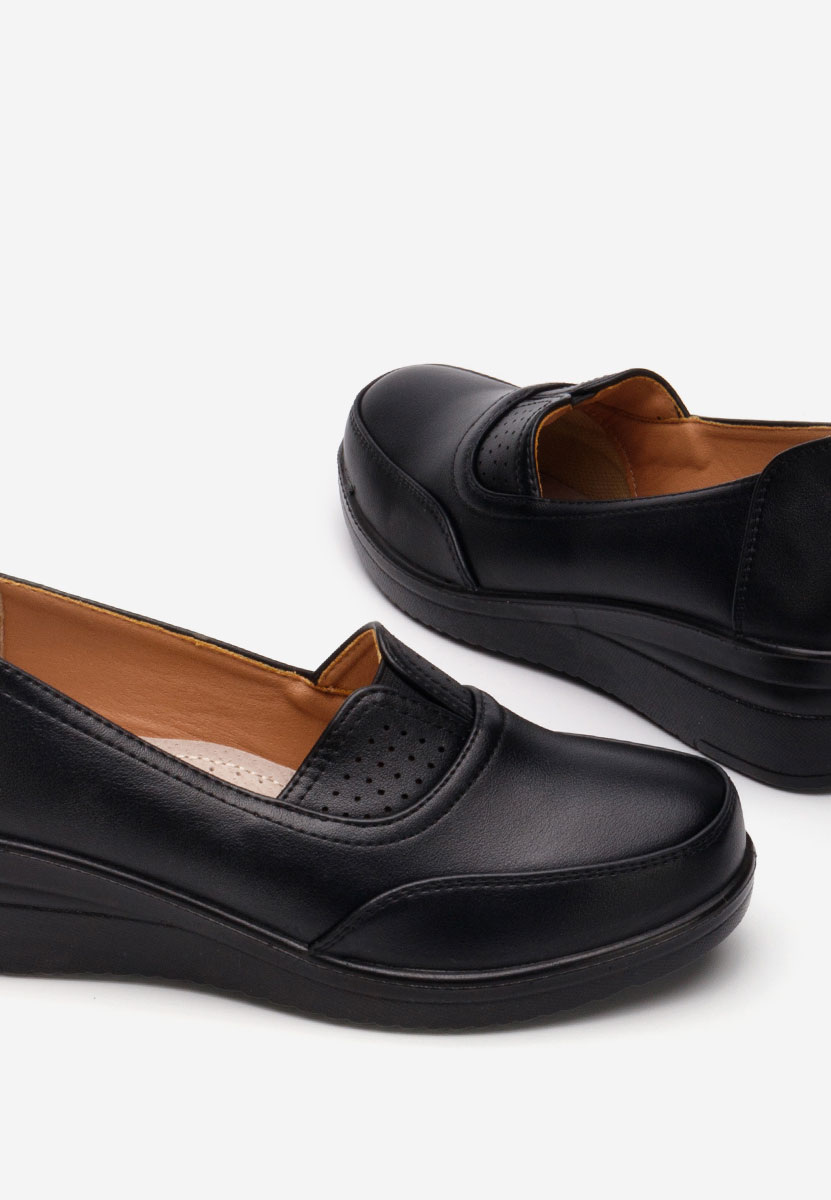 Mocassins femme à plateforme noirs Marilena