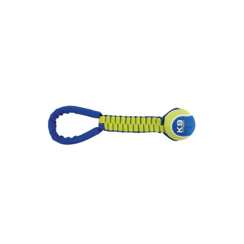 Brinquedo para cães Zeus Fitness Tug, bola de tênis com cordão de nylon torcido, 28 cm