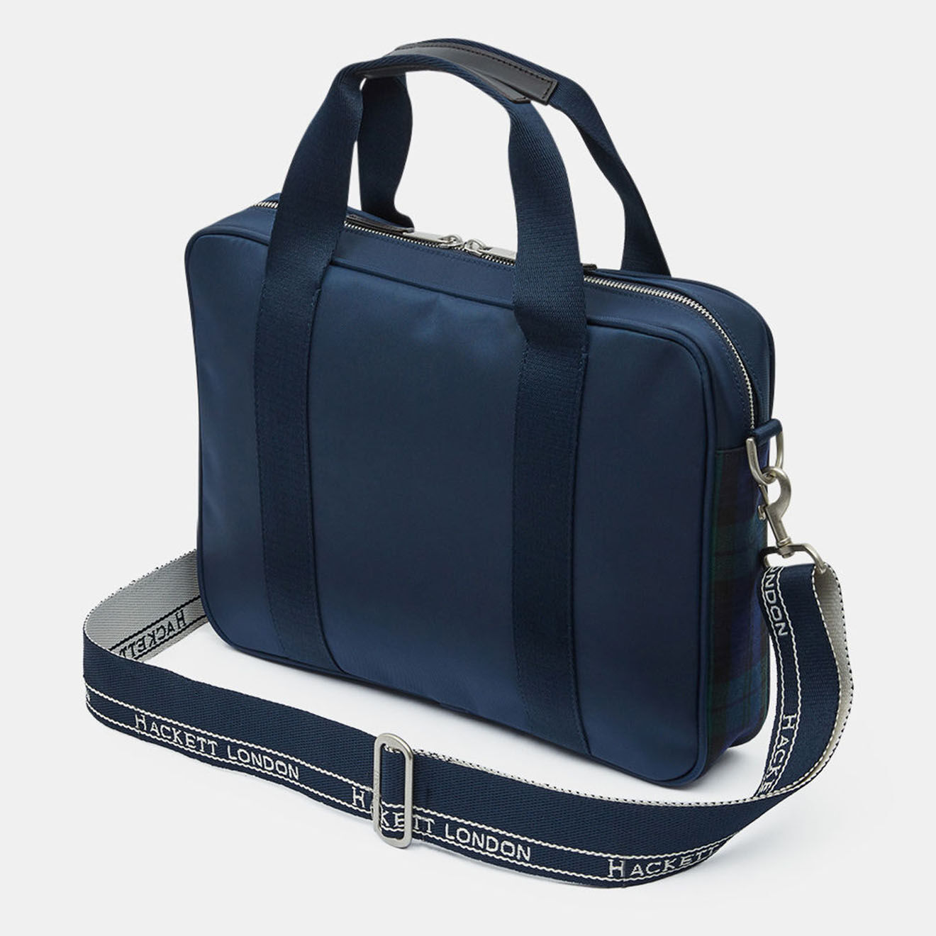 Hackett London Cartable Tartan bleu - 37x27x6 cm