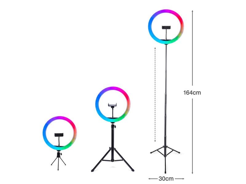 Rio Studio Rgb Ring Light RL12 Schwarz LED-Ringlicht für Make-up, Vlogging oder Fotografie