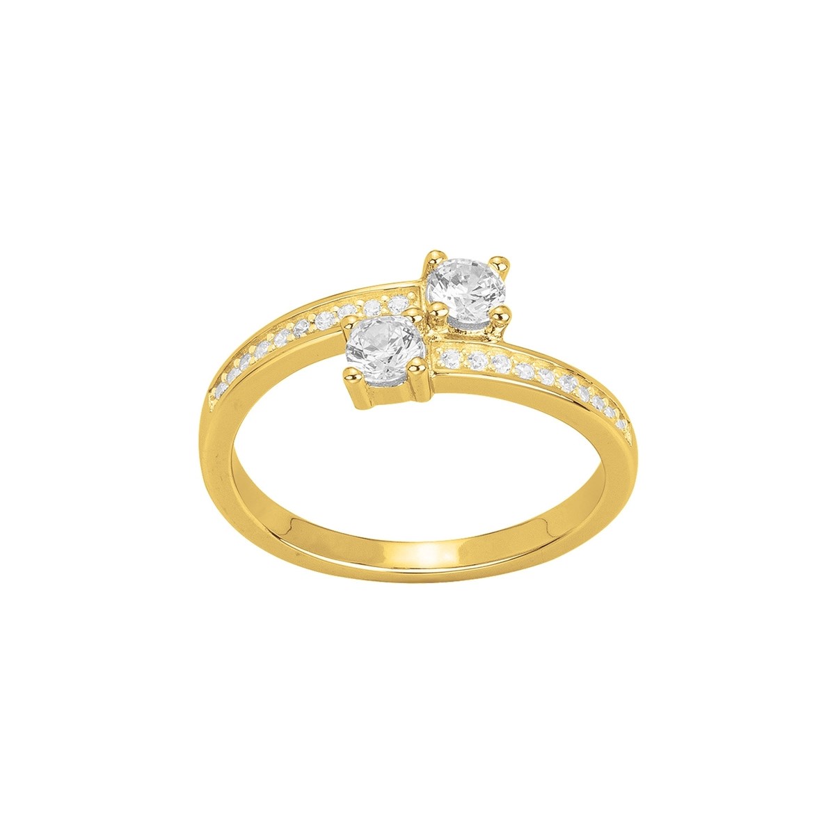 Bague croisée en Plaqué Or avec oxyde de zirconium blanc