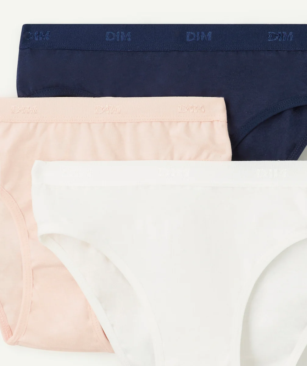 DIMLOT DE 3 CULOTTES LES POCKETS BLANCHE MARINE ET ROSE