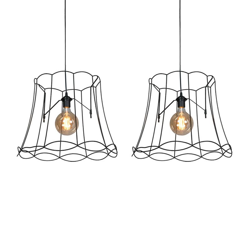 Set van 2 retro hanglampen zwart 50 cm - Granny Frame