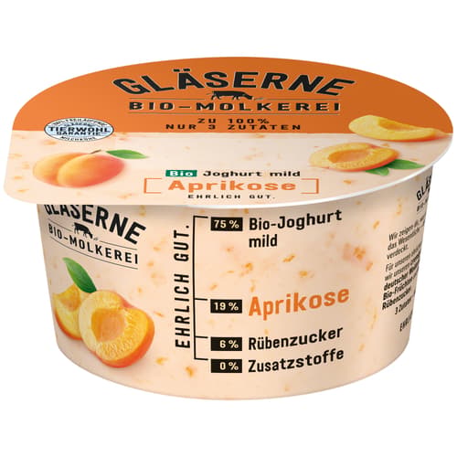 Gläserne Molkerei BIO Joghurt Pur Aprikose