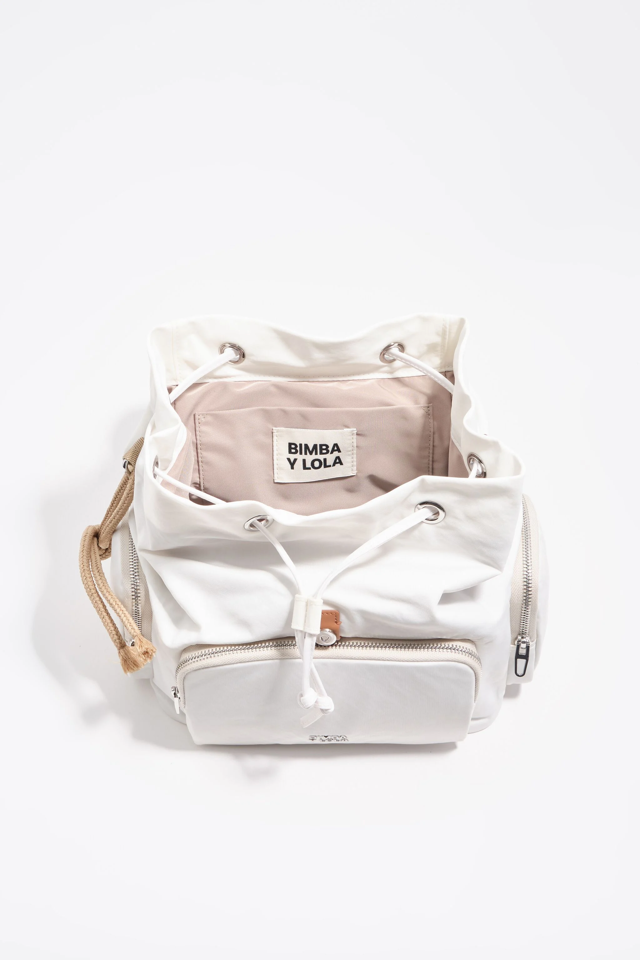 Mochila de bolso de náilon branco