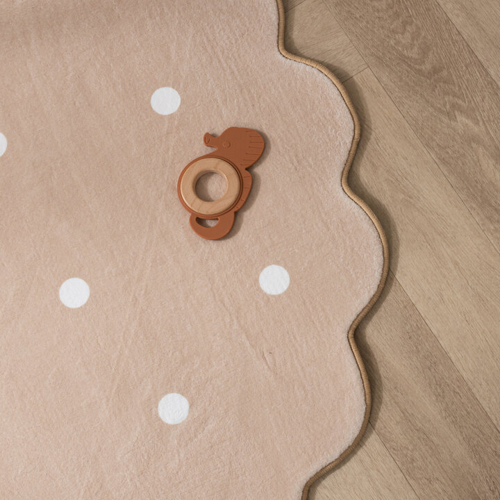 Rond wasbaar vloerkleed - Cloudy Stippen Beige