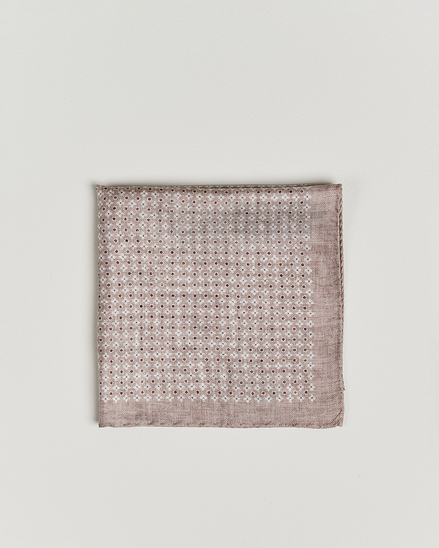Amanda Christensen Silk Twill Printed Flower Pocket Square Sand