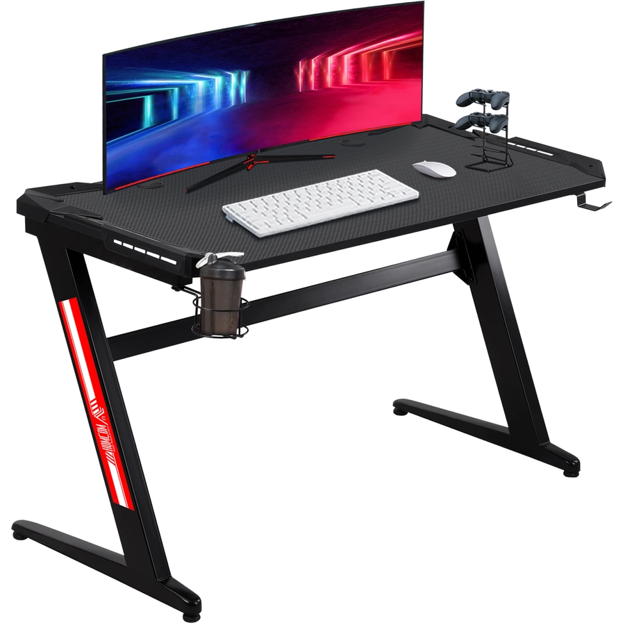 HOMCOM Schreibtisch Große Arbeitsfläche, LED-Lichter, Inklusive Fernbedienung; Schwarz