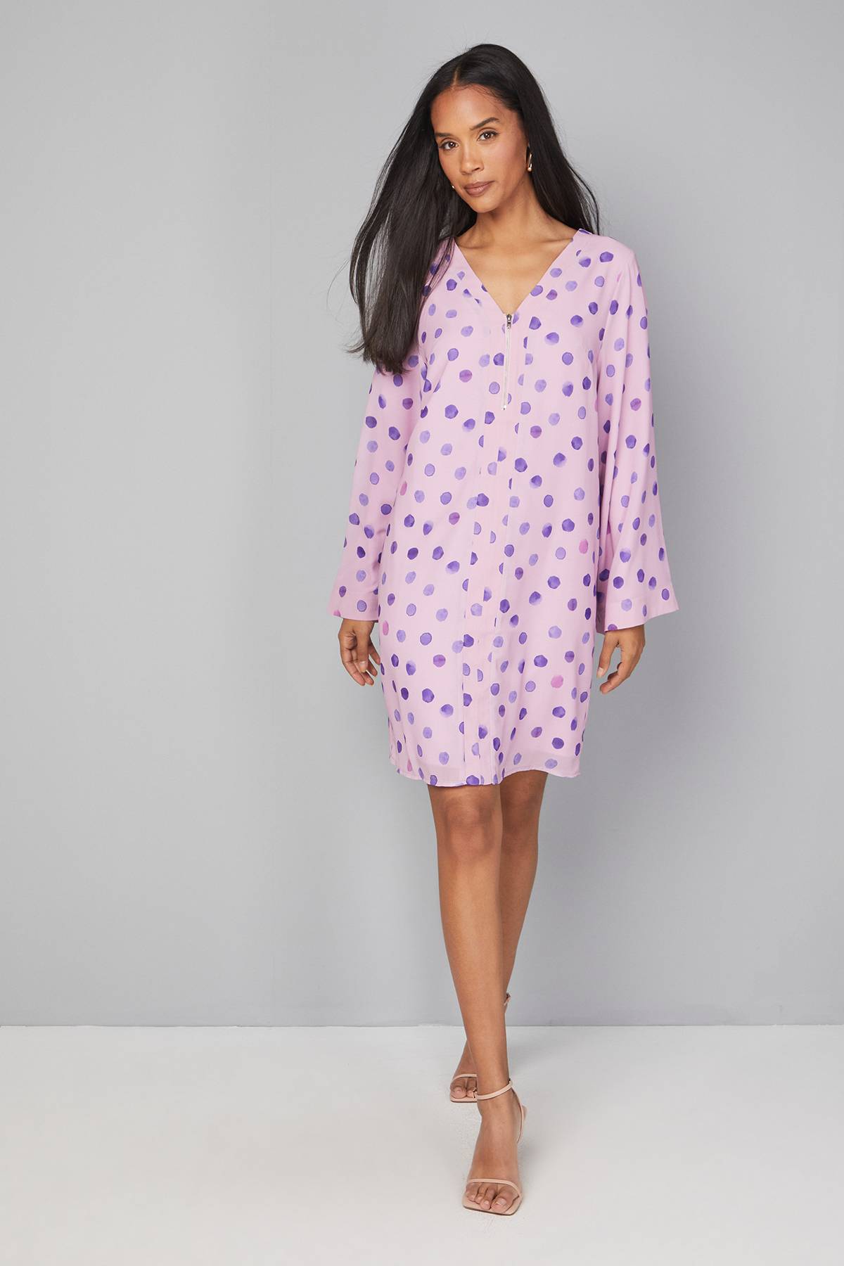 Wallis Robe Droite Zippée à Pois