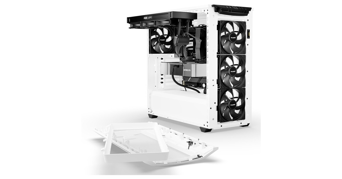be quiet!Shadow Base 800 DX midi tower behuizing  (Wit | 2x USB-A | 1x USB-C | RGB | Tempered Glass)