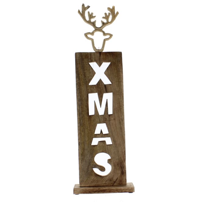 Säule - Xmas - mit Rentierkopf - ca. 17 x 5 x 51 cm