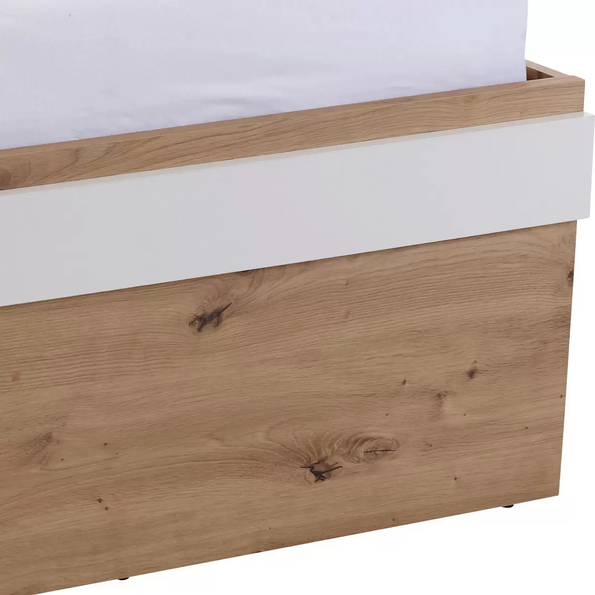 Bett Box 90x200 weiss,Eiche
