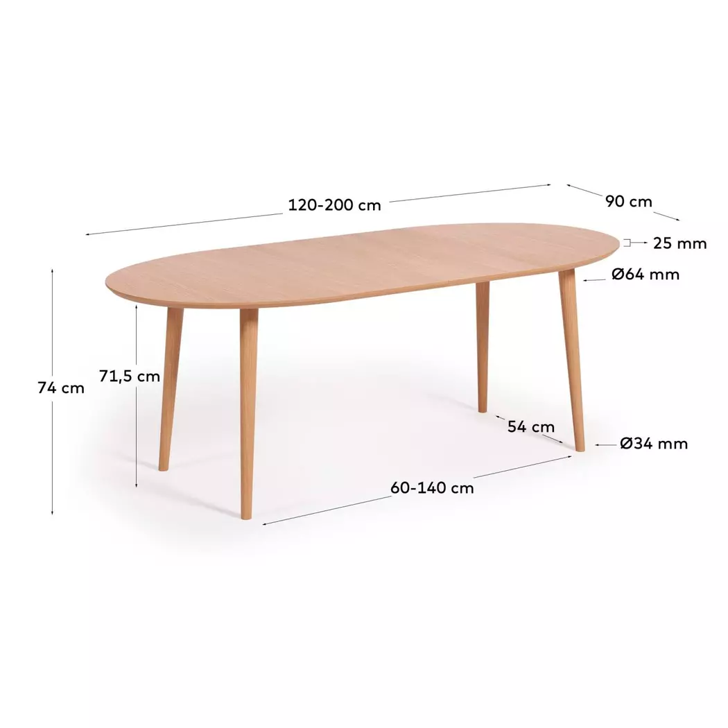 Esstisch mit Auszug Oakland 120/200 x 90 cm