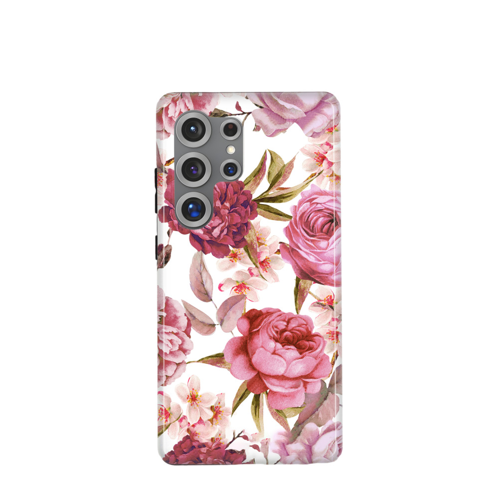Samsung Galaxy S25 Ultra Hybrid (Kunststoff / Gummi) Hülle Wildrosen - Pink