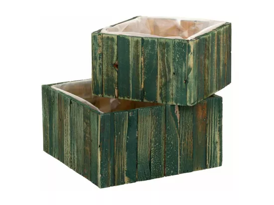 Ensemble de 2 paniers carrés en bois verts