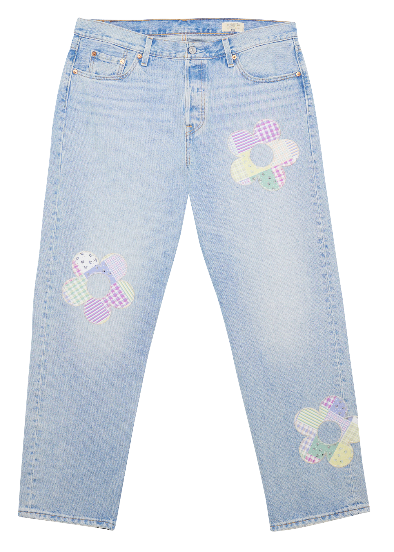 PL 501 JEANS FOR WOMEN - Jean droit délavé en coton mélangé | Jean Délavé