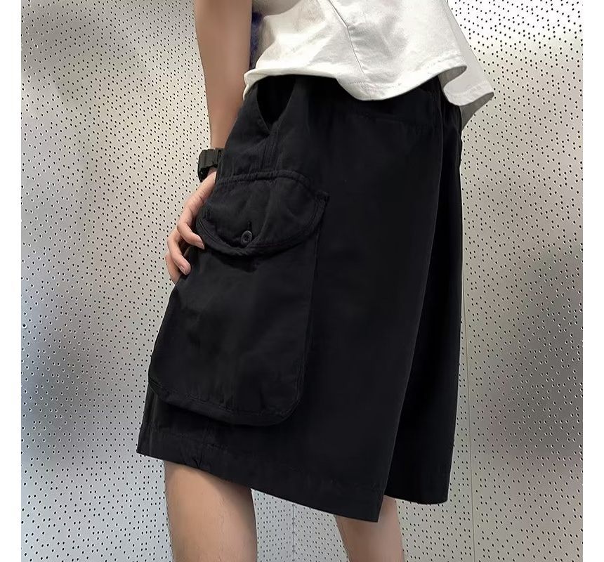 DuckleBeam - Effen cargoshorts met trekkoord in de taille