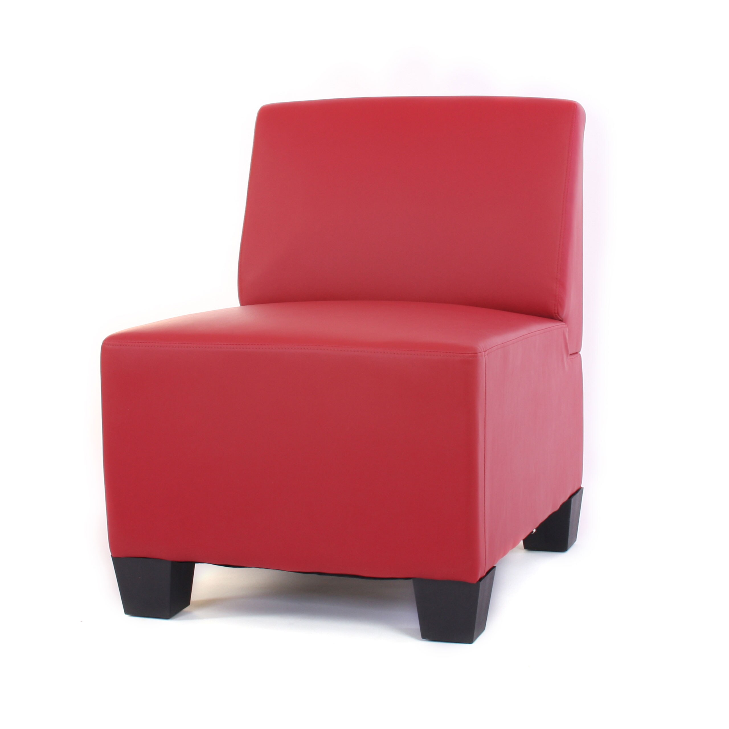 Modular 2-Sitzer Sofa Couch Moncalieri, Kunstleder ~ rot, ohne Armlehnen