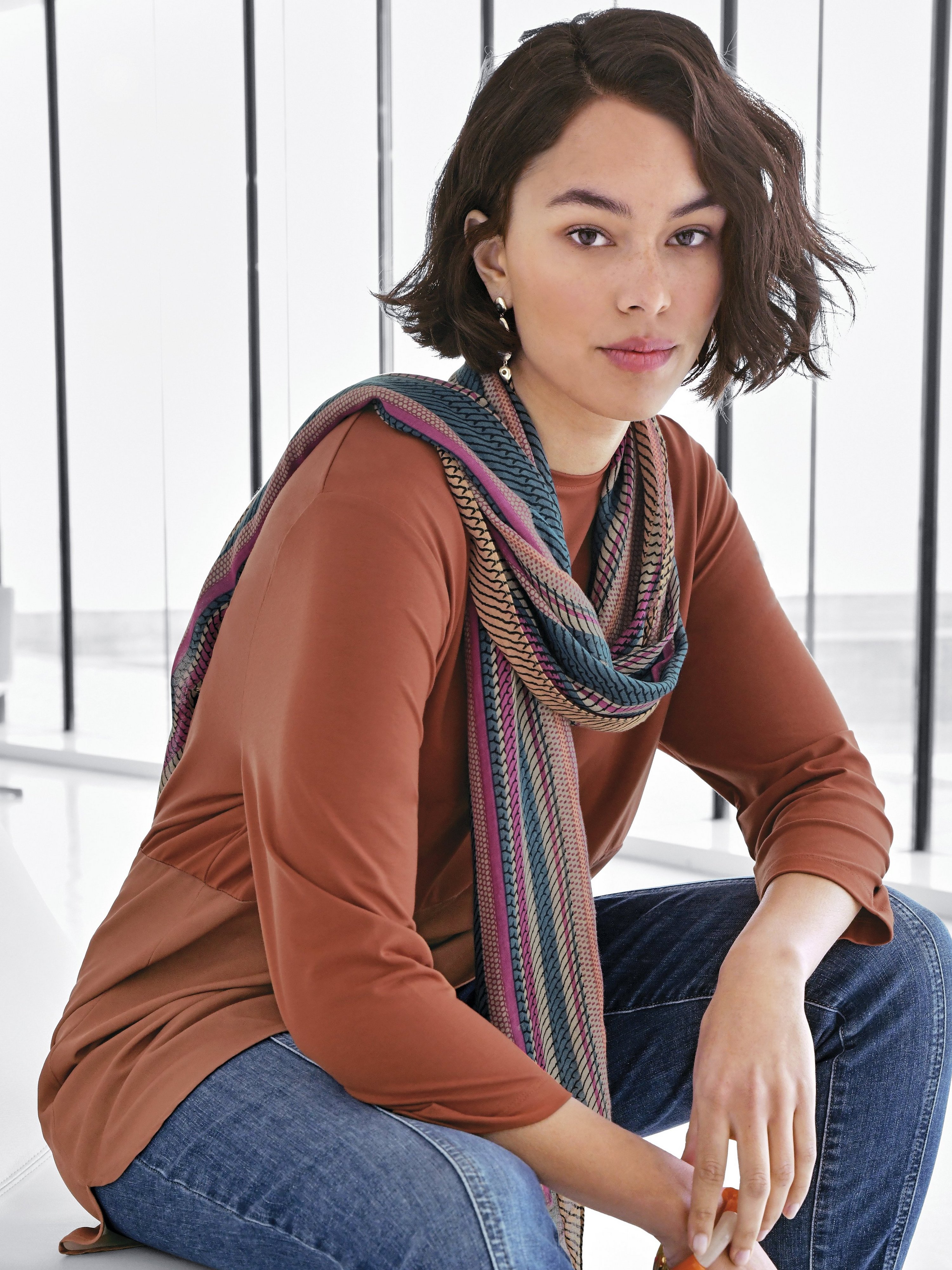 Rundhals-Shirt mit 3/4-Arm