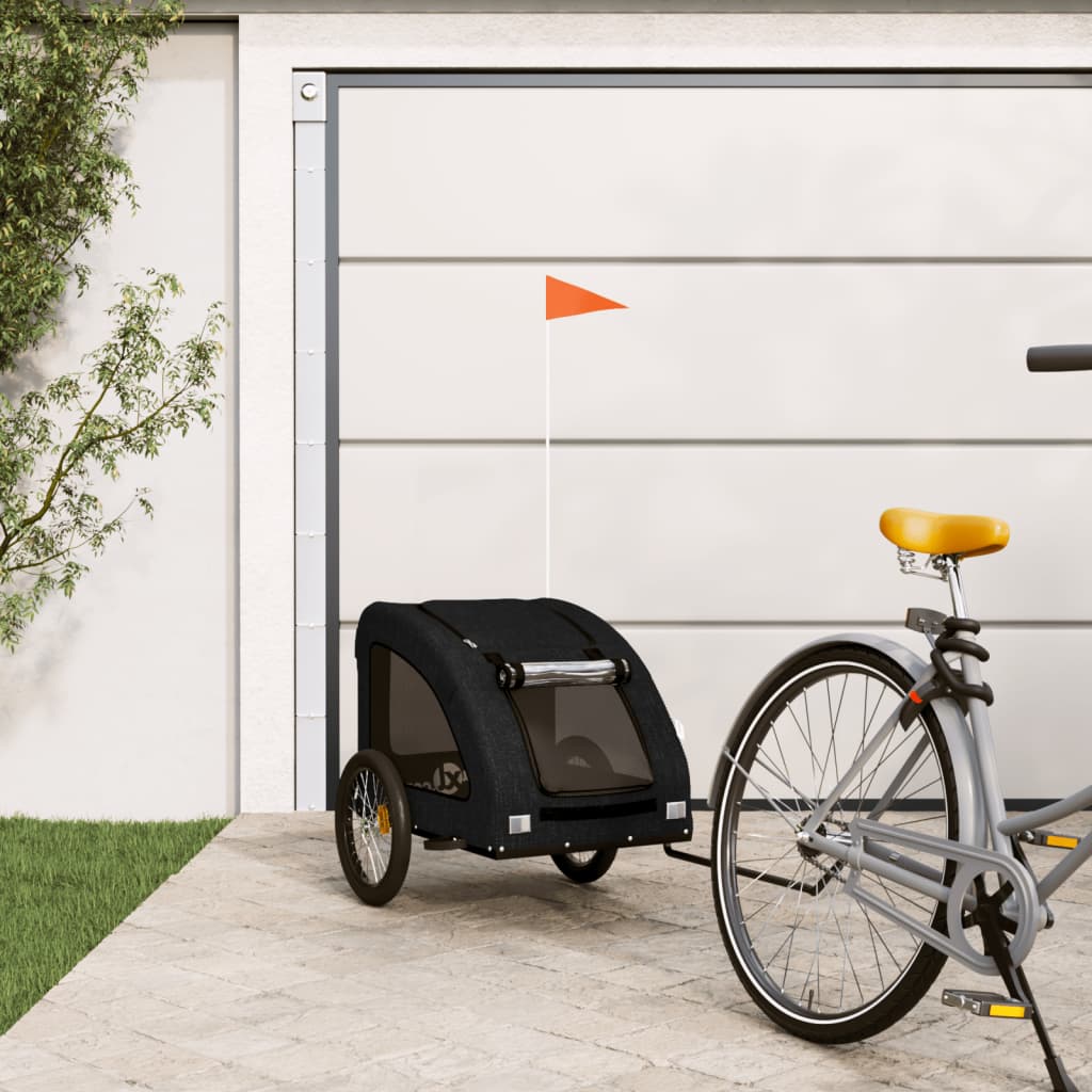vidaXL Reboque para Bicicleta de Animais de Estimação em Tecido Oxford Preto