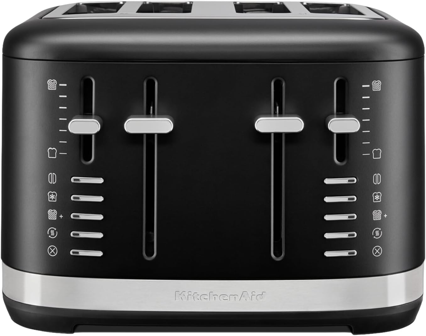 KitchenAid 5KMT4109EBM Toaster für 4 Scheiben, Manuelle Bedienung, 7 Bräunungsstufen, Extrabreite Schlitze (3,2 cm), Ganzmetallgehäuse, Auftau-, Bagel- & Aufwärmfunktion, 1960W, Matt-Schwarz