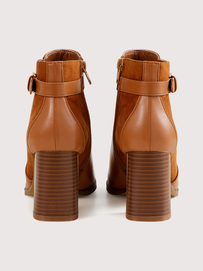 Bottines à talon bi-matière