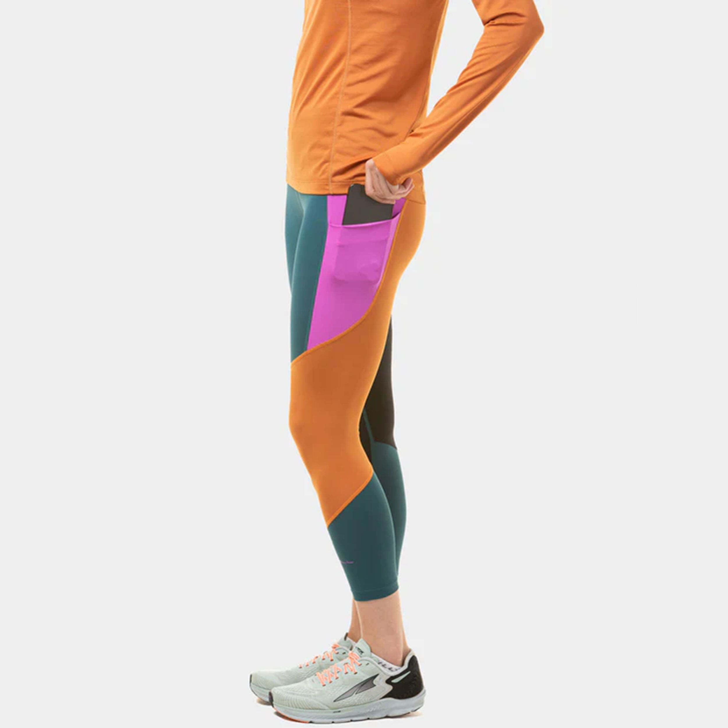 Ronhill Tech Crop Collant De Course Femmes - Bleu Petrol, Multicouleur