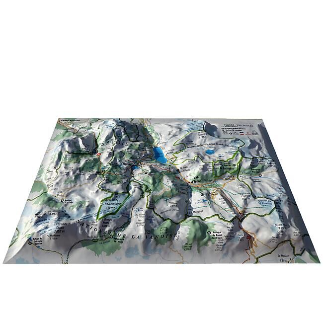 3D MAP - RELIEF TIGNES VAL D ISERE 19.5CM X 29.5CM