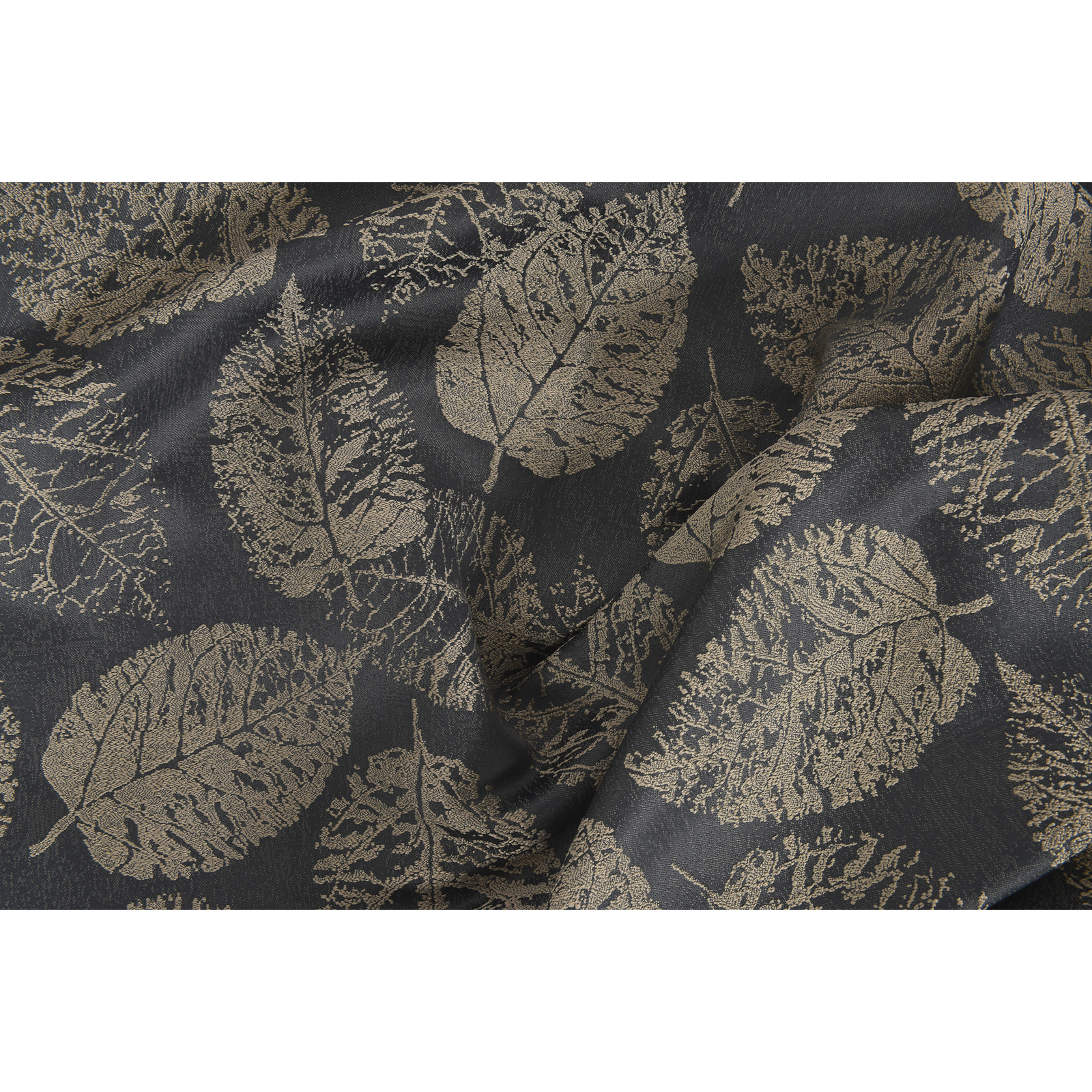Fertigvorhang Jacquard Blätter 135 x 250 cm anthrazit
