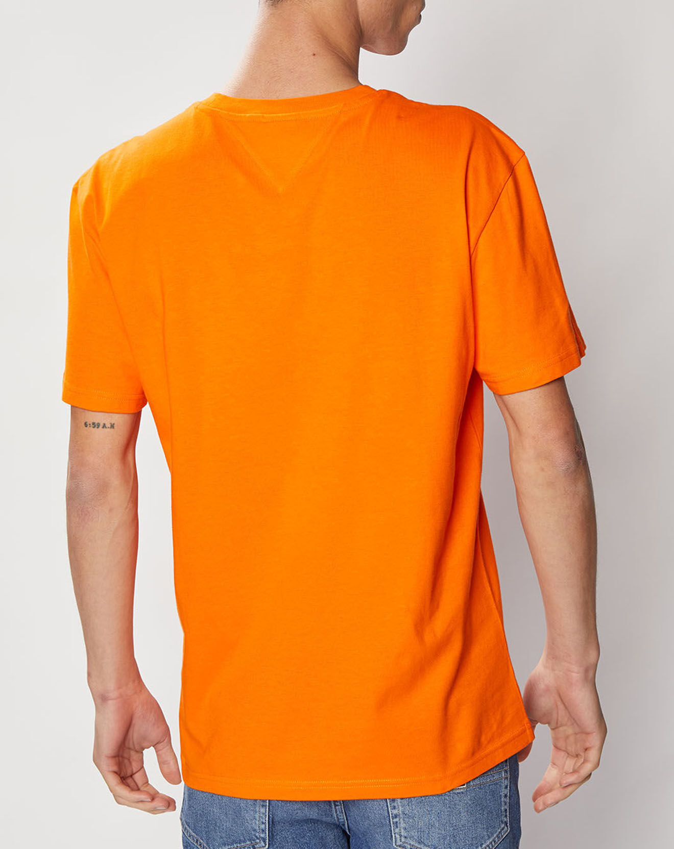 Tommy Jeans T-Shirt 100% Coton Bio Linear Logo orange